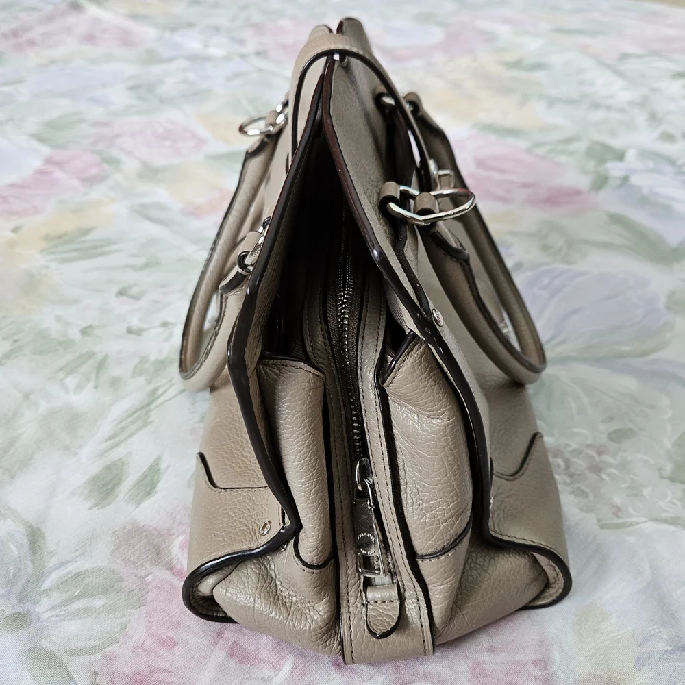 Coach Mercer 30 Taupe Soft Pebble Leather Satchel Handvag Cross Body - Picture 5 of 5